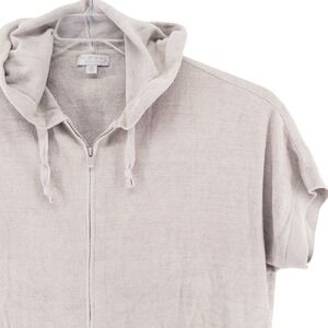 Barefoot Dreams CozyChic Ultra Lite Short Sleeve Zip Up Hoodie Tan Size L/XL